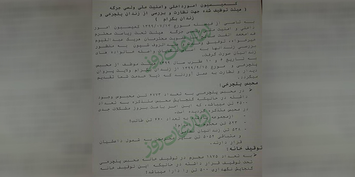 بخشی از گزارش هیأت کمیسیون امور داخلی مجلس نمایندگان از وضعیت زندانهای پلچرخی و بگرام